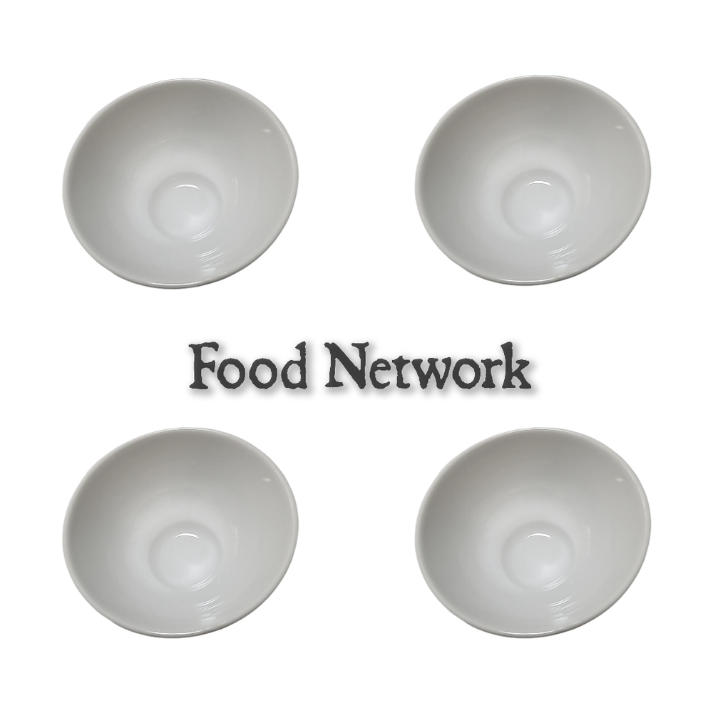 Food Network ~ White Dinnerware Minimalist Porcelain Bowls. 4 Pieces